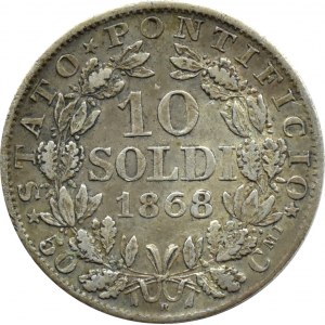 Państwo Kościelne, Pius IX, 10 soldi 1868 R, Rzym