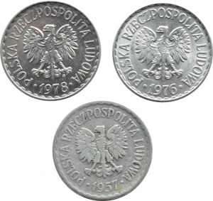People's Republic of Poland, Lot 1 Gold (1957, 1976, 1987), Kremnica and Warsaw