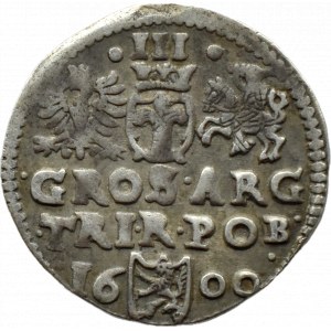 Zygmunt III Waza, trojak 1600, Bydgoszcz, ODWRÓCONA LITERA G