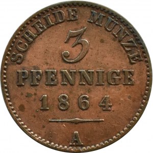 Niemcy, Reuss, Heinrich LXVII, 3 pfennige 1864 A, Berlin