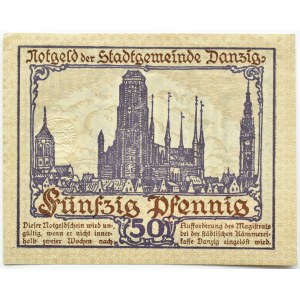 Freie Stadt Danzig, 50 fenig (pfennig) 1919, krásna