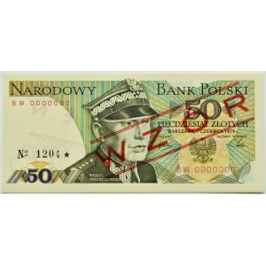 PRL, gen. K. Świerczewski, 50 złotych 1979 seria BW, WZÓR 1204*, UNC