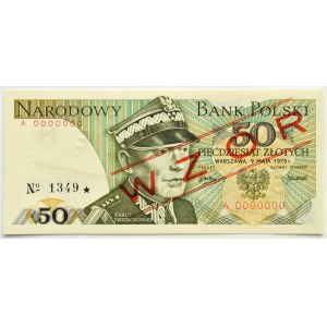 PRL, gen. K. Świerczewski, 50 złotych 1975 seria A, WZÓR 1349*, UNC