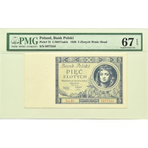 II RP, 5 zl. 1930, BV. série, PMG 67 EPQ