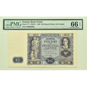 II RP, 20 zloty 1936, AS series, PMG 66 EPQ