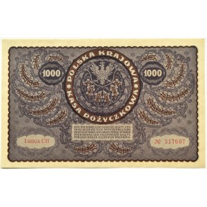 II RP, 1000 marek 1919, I seria CH - typ 7, piękny!