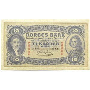 Norwegia, 10 koron 1942, seria B