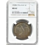 II RP, Nike, 5 zloty 1928, Warsaw, NGC MS62