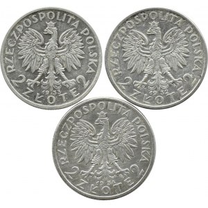 II RP, Głowa Kobiety, lot 2 złote 1932-1934, Warszawa