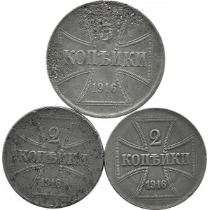 Królestwo Polskie, OST, lot kopiejek 1916 A/J, Berlin/Hamburg