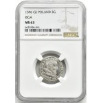 Sigismund III Vasa, trojak 1596, Riga, LI tip, NGC MS63