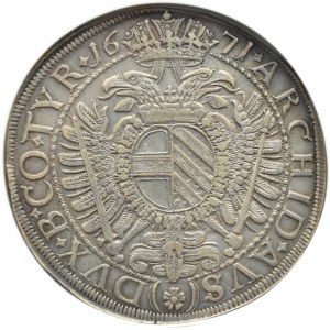 Rakúsko, Leopold I. Habsburský, tolár 1671, Viedeň, NGC AU55