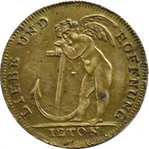 Niemcy, Saksonia, Fryderyk August III, żeton Miłość i Nadzieja, Lipsk