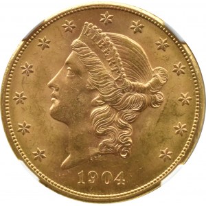 USA, Liberty Head, $20 1904 S, San Francisco, NGC MS63
