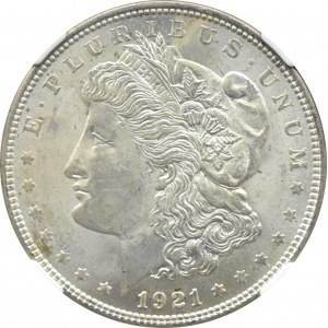 USA, Morgan, dolar 1921, Filadelfia, MCCLAREN COLECTION, NGC MS63