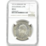 Niemcy, Schaumburg-Lippe, Georg, 3 marki 1911, Berlin, NGC MS61