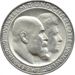 Niemcy, Wirtembergia, Wilhelm i Charlotte, 3 marki 1911 F, Stuttgart