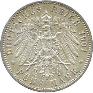 Germany, Prussia, Wilhelm II, 5 marks 1901 A, Berlin, beautiful!