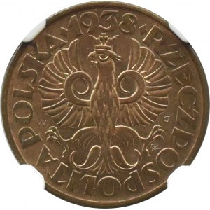 II RP, 2 groše 1938, Varšava, NGC MS64RB