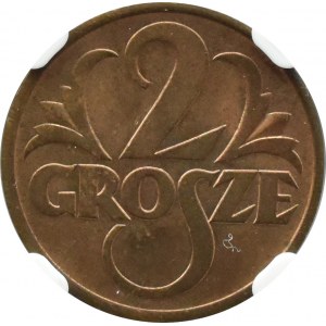 II RP, 2 groše 1938, Varšava, NGC MS64RB