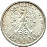 III RP, Solidarność (B), 100000 złotych 1990, typ B, Warszawa, UNC