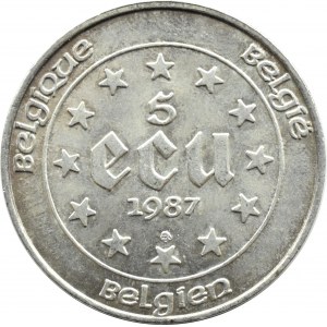 Belgicko, Baldwin I, Rímske zmluvy, 5 ecu 1987, UNC