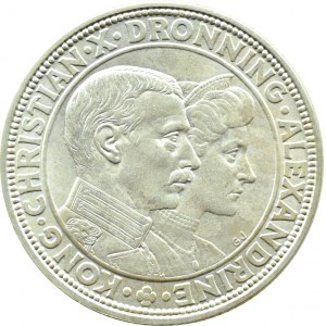 Denmark, Christian X, 2 crowns 1923 HCN, Copenhagen - Silver Wedding