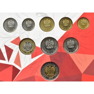 III RP, polskie monety obiegowe, 10 groszy-5 złotych 2018, Warszawa, UNC