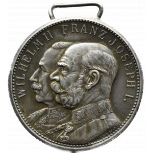 Franz Joseph I and Wilhelm II, medal Feld zug gegen Frankreich, Russland, England 1914, M&amp;W.ST, silver
