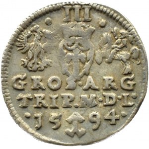 Žigmund III Vasa, trojak 1594, Vilnius, CHALECKI