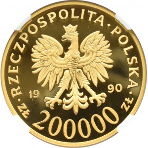 III RP, 200000 złotych 1990, 10 lat Solidarności, średnica 39 mm, NGC PF69 ULTRA CAMEO