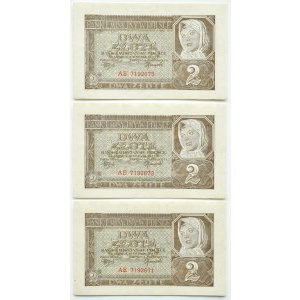 General Government, 2 zloty 1941, AE series, Krakow - three consecutive issues