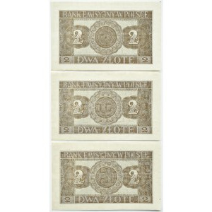 General Government, 2 zloty 1941, AE series, Krakow - three consecutive issues