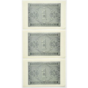 General Government, 1 zloty 1941, BE series, Kraków - three consecutive issues
