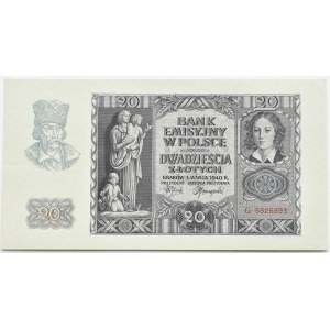 Generalna Gubernia, 20 złotych 1940, seria G, Kraków