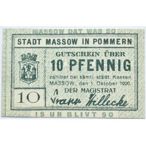 Massow/Maszewo (Pomoransko), 10 fenigov 1920, UNC