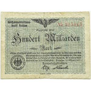 Railroads, Breslau district, 100 billion 1923, number 315115
