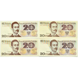 PRL, R. Traugutt, lot of 4 20 zloty bills 1982, Warsaw, UNC