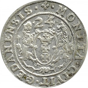 Sigismund III Vasa, ort 1624 P●, pierced date 3/4, Gdansk.