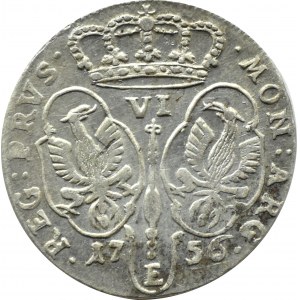 Niemcy, Prusy, Fryderyk II Wielki, szóstak, 1756 E, Königsberg (Królewiec)