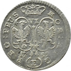 Niemcy, Prusy, Fryderyk II Wielki, szóstak, 1755 E, Königsberg (Królewiec)
