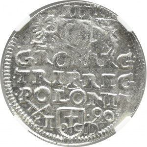 Sigismund III Vasa, trojak 1590 ID, Poznań, NGC AU Det.