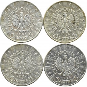 II RP, Jozef Pilsudski, lot 5 gold 1934-1936, Warsaw