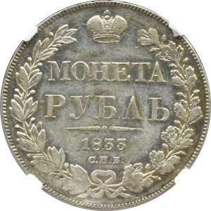 Russie, Nicolas Ier, rouble 1833 СПБ HГ, Saint-Pétersbourg, NGC UNC Det.