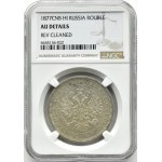 Rosja, Aleksander II, rubel 1877 СПБ HI, Petersburg, NGC AU Det.