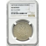 Rosja, Aleksander II, rubel 1877 СПБ HI, Petersburg, NGC AU Det.