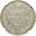Russia, Nicholas I, ruble 1834 СПБ НГ, St. Petersburg, NGC AU58