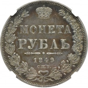 Russia, Nicholas I, ruble 1849 СПБ ПA, St. Petersburg, NGC AU Det.