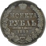 Russia, Nicholas I, ruble 1849 СПБ ПA, St. Petersburg, NGC AU Det.