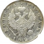 Russia, Alexander I, ruble 1824 СПБ ПД, St. Petersburg, NGC AU Det.